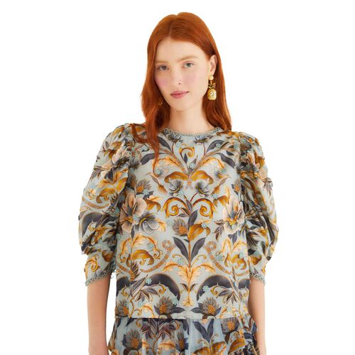 FARM Rio Snake Garden Blue 3D Blouse